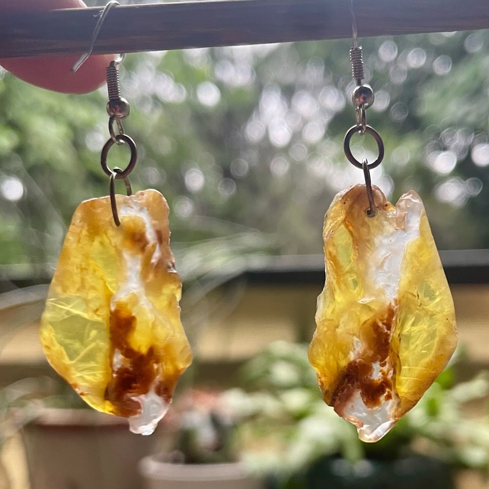 Yellow Opal Dangling Earrings